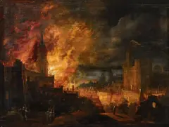 Pieter Segart, The Destruction of Sodom and Gomorrah, Oil on panel