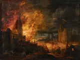 Pieter Segart, The Destruction of Sodom and Gomorrah, Oil on panel