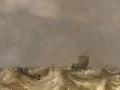 Pieter Mulier the Elder, Stormy Sea with Fishing Boats, Oil on panel