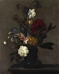 Antoni de Lust, Flowers in a Glass Vase, Oil on canvas (relined)