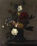 Antoni de Lust, Flowers in a Glass Vase, Oil on canvas (relined)