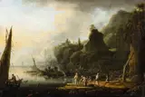 Johann Alexander Thiele, Coastal Landscape with a Jetty, Oil on canvas