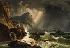A Shipwreck in a Storm by attributed to Jean-Baptiste Pillement, Oil on canvas (relined), sold May 2014