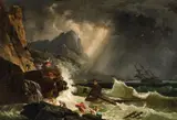 attributed to Jean-Baptiste Pillement, A Shipwreck in a Storm, Oil on canvas (relined)