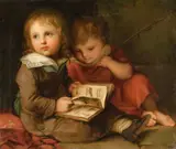 Christian Leberecht Vogel, The Painter's Children - Carl Christian and Friedrich Vogel, Oil on canvas (relined)