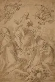 Sketched Design for an Altarpiece by called Palma il Giovane Jacopo Negretti, Brown ink and wash on paper, sold May 2014