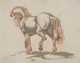 German School circa 1600, Study of a Horse, Red chalk and grey pencil on ribbed paper