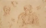 Study of a Reclining Sultan by French School of the 18th century, Red chalk on thin paper, sold May 2014
