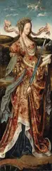 attributed to Cornelis Engebrechtsz, Saint Barbara and Saint Catherine, Oil on panel. each