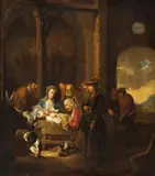 The Adoration of the Shepherds by circle of Ferdinand Bol, Oil on canvas (relined), sold Mar 2014