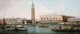 View of the Doge's Palace and Piazzeta from the Lagoon View of San Giorgio Maggiore from the Lagoon by Antonio Canal, called Canaletto, successor, Oil on panel. Each, sold Mar 2014