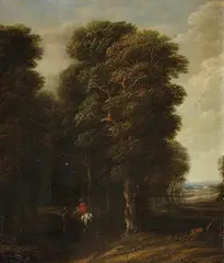 Cornelis Gael, Wooded Landscape with a Rider, Oil on canvas