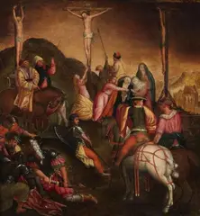 Calvary by attributed to Pieter Lisaert, Oil on panel, sold Mar 2014