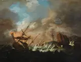attributed to Bonaventura Peeters, Sailing Ships in a Storm, Oil on panel