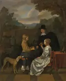 The Refreshment by circle of Gerard Terborch, Oil on canvas (relined), sold Mar 2014