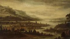 Landscape with a City by a River by attributed to Dionys Verburg, Oil on canvas (relined), sold Mar 2014