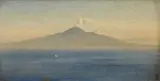 attributed to Oswald Achenbach, View of Mount Vesuvius, Oil on paper, mounted on cardboard