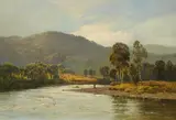 Alfred de Breanski, Scottish Summer Landscape with an Angler