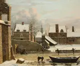 Hendrik Gerrit ten Cate, View of a City in Winter with Ice Skaters, Oil on canvas (relined)