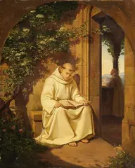 German School ca. 1840, Reading Monk, Oil on canvas