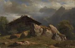 Mountain Cabin near Frenières by François Diday, Oil on canvas, sold Mar 2014