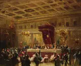 Ludwig von Hagn, Festive Banquet in the Munich Residence (?), Oil on panel (parquetted)