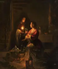 Petrus Kiers, One More Furtive Glass of Wine, Oil on panel