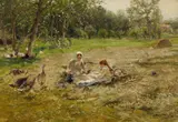Picnic in a Meadow by Hugo Mühlig, Oil on canvas, sold Mar 2014