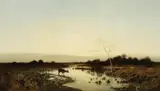 An Evening Panorama with Deer by attributed to Konrad Alexander Müller-Kurzwelly, Oil on canvas, sold Mar 2014