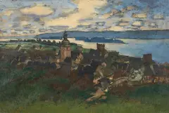 Erich Nikutowski, View of Rüdesheim on the Rhine, Oil on canvas