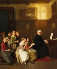Hubert Salentin, The Singing Lesson, Oil on canvas (relined)