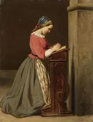 Young Girl Praying by Hubert Salentin, Oil on panel, sold Mar 2014