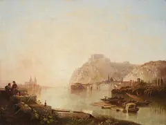 Caspar Scheuren, The Rhine near Ehrenbreitstein, Oil on canvas