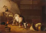 Franz van Severdonck, A Goat and Two Sheep in a Stable, Oil on panel