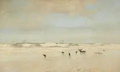 Frank Walton, Crows on a Beach, Oil on canvas