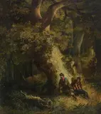 August von Wille, The Poachers, Oil on canvas, mounted on wood