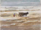 Max Liebermann, Muschelfischer mit Karren (Krevettenfischer am Strand), c. 1908, Pastel 40.5 x 55.5/