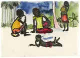 Südseemotiv mit Frauen und Kindern am Strand by Emil Nolde, 1913/1914, Watercolour and India ink 34/, offered Nov 2013