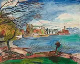 Hans Purrmann, Langenargen mit Schloss Montfort, Oil on canvas