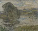 Edmond Aman-Jean, Paysage avec étang (Bourg-en-Bresse), c. 1923, Oil