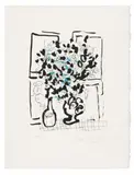 Marc Chagall, Le bouquet noir et bleu, 1957, Colour lithograph
