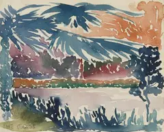 Henri-Edmond Cross, Jardin, c. 1908, Watercolour over light preliminary pencil drawing