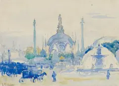 Henri-Edmond Cross, La Porte principale de l'Exposition Universelle de 1900, Place de la Concorde, Paris, 1900, Watercolour and pencil sketch