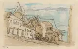 Street in Eisleben by Lyonel Feininger, 1941, Watercolour, chalk and pen and ink on laid paper with watermark "MONTGOLFIER" 31.8/, offered Nov 2013