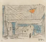 Sonne über den Häusern by Lyonel Feininger, 1951, Watercolour and pen and ink 22.8/23 x 24.8/, offered Nov 2013