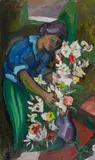 Friedrich Karl Gotsch, Über Blumen geneigt (Skizze)