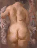 George Grosz, Weiblicher Rückenakt, 1938, Oil