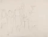 Vier Figuren am Blumenstand by George Grosz, 1929, Bleistift auf Papier, offered Nov 2013
