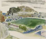 Hügel bei Nîmes (Gärten bei Nîmes) by Erich Heckel, 1926, Watercolour and chalk 50/, offered Nov 2013