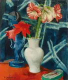Willy Jaeckel, Amaryllis Stilleben mit blauem Götze